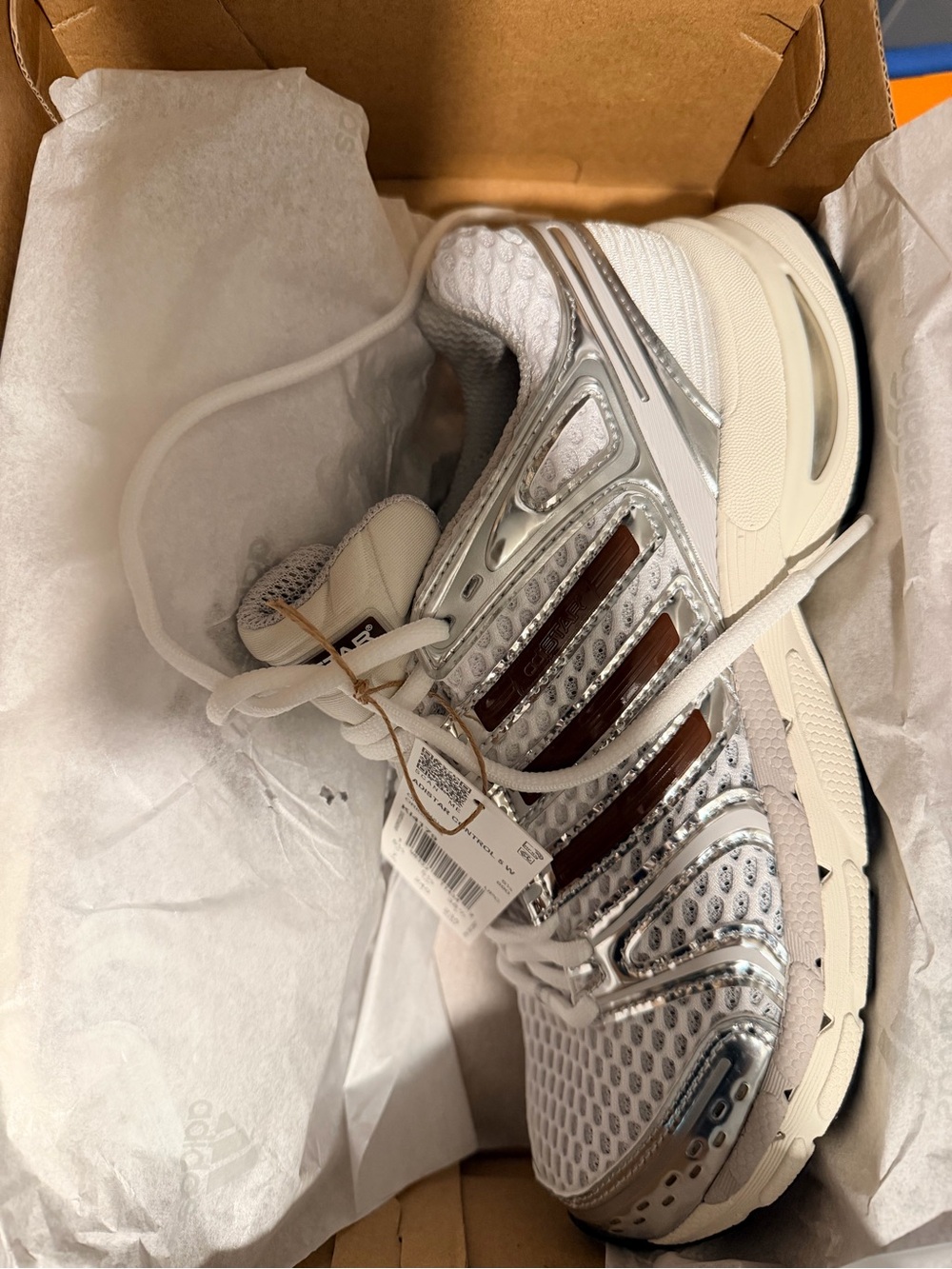 adidas Women’s White, Silver & Brown Mesh Running Sneakers